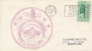 MILITARY NAVAL COVER FIRST DAY EVENT - USS SAM HOUSTON COMMISSIONED 3/6/1962 - Picture 1 of 2