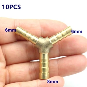 10PCS 1/4 X 5/16 X1/4|6mm 8mm 6mm Y 3-Way Hose Barb Brass Fitting Fuel Connector - Picture 1 of 5
