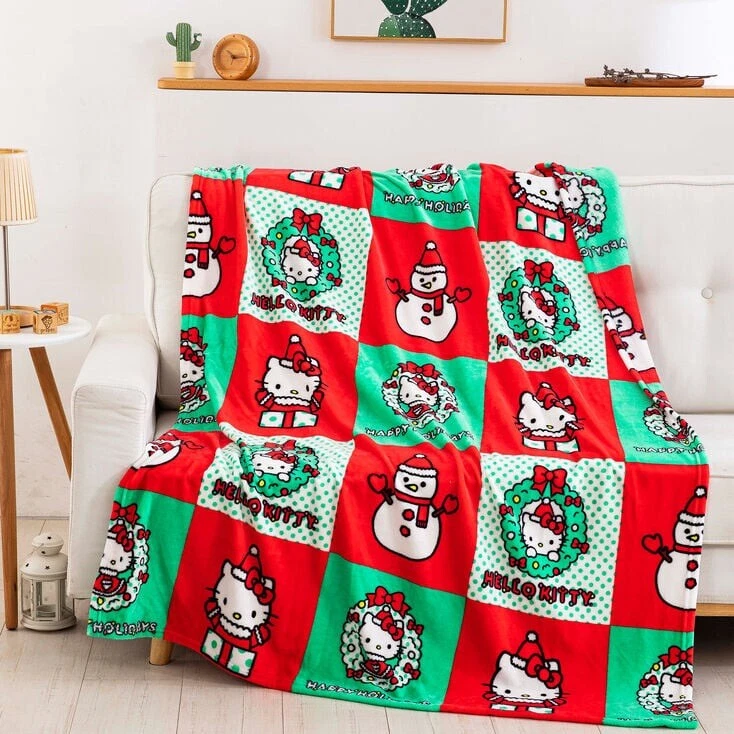 Hello Kitty Sanrio Christmas Holiday Hugs Silk Touch Throw Blanket 50”x70”