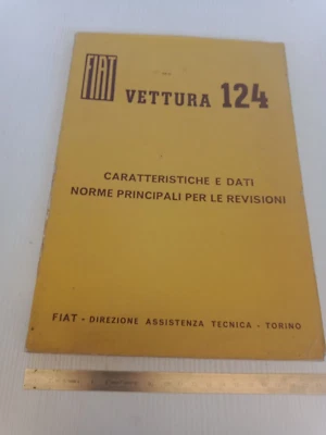 manuale caratteristiche e dati revisioni originale 1966 Fiat 124 berlina 1200 - Immagine 1 di 4