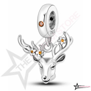 Stag Head Charm - Genuine 925 Sterling Silver - Perfect Gift - Deer