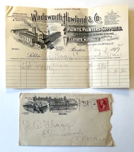 1899 Wadsworth Howland & Co Billhead mit gestempelten Umschlagfarben Boston, MA - Bild 1 von 4