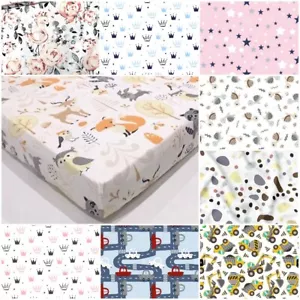 COT FITTED SHEET 70x140 cm MATTRESS BED COVER NURSERY BABY  stars jungle garden - Picture 1 of 45