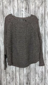 Women's Daisy Fuentes Brown/Taupe Semi Sheer Knit Poncho Style Sweater Size M - Picture 1 of 9