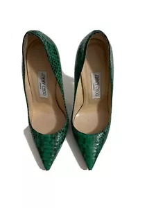 Jimmy Choo Green Anouk Snakeskin pointed-toe pumps - Picture 1 of 6