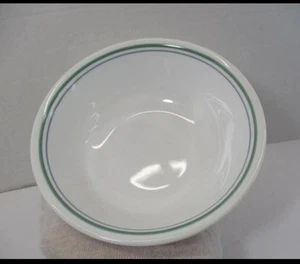 Corelle COUNTRY COTTAGE Cereal Bowl 6-1/4" Dia. White w/ Blue & Green Stripes EC - Picture 1 of 6