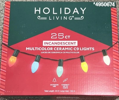 Christmas Lights Incandescent 25 Multi-Color Ceramic Style C9 - Holiday Living - Image 1 of 2