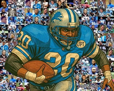 Impresión de mosaico fotográfico de Barry Sanders más de 50 imágenes diferentes de arte de pared de Sanders Foto 1 de 4