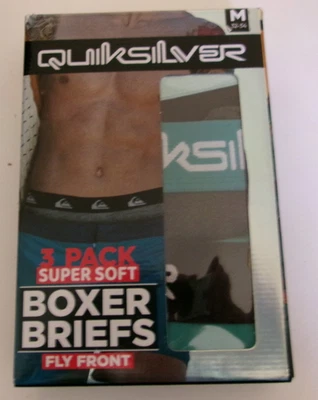 Tres calzoncillos boxer QuickSilver talla mediana frente mosca verde negro y gris Foto 1 de 2