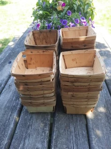 CESTAS DE CUARTO DE GALÓN DE MADERA DE FRESA VINTAGE - Lote de 50 Usadas - Imagen 1 de 5