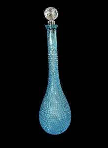 Bottiglia vintage Empoli Italia vetro genio blu punta diamante con tappo trasparente nuovo - Foto 1 di 4