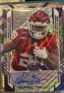 Rhamondre Stevenson 2021 Leaf Metal Draft Football Auto #PA-RS1 /15 RC Pats RB - Bild 1 von 3