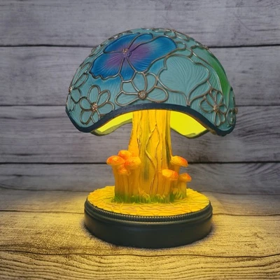 Multi-Colored Resin Flower Mushroom Table Night Lamp Battery And USB Powered - Image 1 of 4