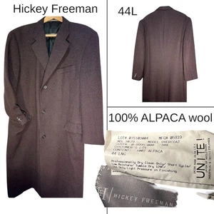 Vintage Hickey Freeman 100% ALPACA WOOL Men's 44L Tweed Long Overcoat 90's UNION - Picture 1 of 24