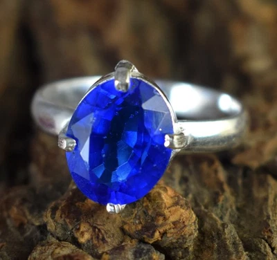 Anillo para hombre certificado de tanzanita azul natural de 7,15 quilates con piedras preciosas ovaladas envío rápido Foto 1 de 4