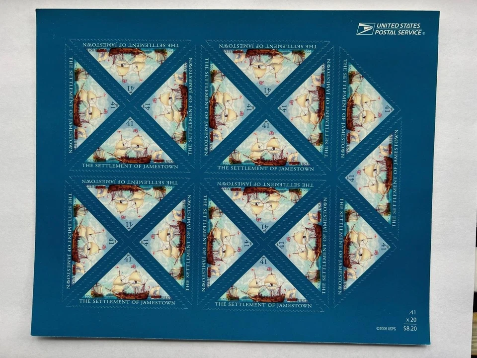 #4136 JAMESTOWN SETTLEMENT SHEET VF MNH BELOW FACE - Image 1 of 1