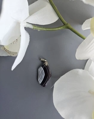 Ovaler Damen Botswana Achat Edelstein Anhänger/Charm für Ketten/Halsketten, NEU - Bild 1 von 3