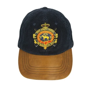 NWT Polo Ralph Lauren Blue Corduroy Leather Bill Equestrian Crest Baseball Cap - Picture 1 of 11