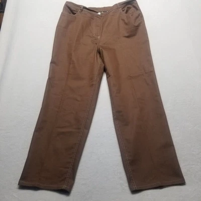 Pantalones Bob Mackie XL Marrón Ligeros Bordados Bolsillo Puntada en Contraste Clásicos Foto 1 de 4