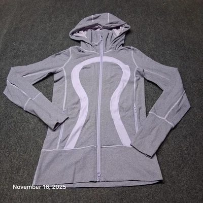 Lululemon Stide Jacket Brushed Heathered Coal Wee Stripe Size 4 Hooded - Image 1 of 4