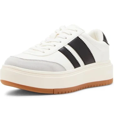 Zapatillas con cordones Madden Girl Navida plataforma para mujer blancas negras talla 6 Foto 1 de 4