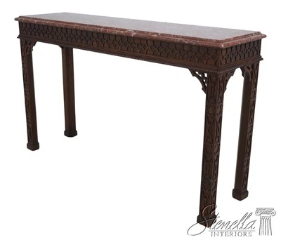 L69151: Mesa consola sofá con tapa de mármol estilo HENREDON Chippendale Foto 1 de 4