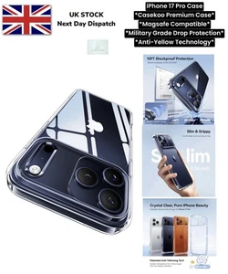 CASEKOO iPhone 17 Pro Case Crystal Clear 3X Anti-Yellow & Virgin TPU Shockproof - Picture 1 of 17