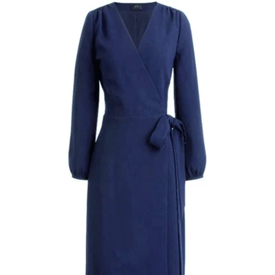 EUC J. Crew Petite Navy Blue Career Wrap Dress Wrap Dress - Size 2P - Изображение 1 из 4