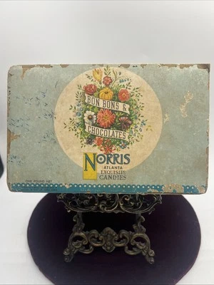 ANTIQUE Norris Atlanta Exquisite Candies Box Bon Bons & Chocolates Floral Candy - Image 1 of 4