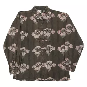 Vintage MANDALA Mens Shirt Brown 90s Floral Long Sleeve S - Picture 1 of 6
