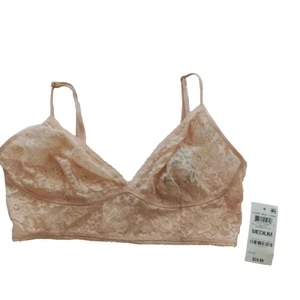 Neu mit Etikett INC transparentes Bralette mit Blumenspitze Größe Medium beige verstellbarer Träger - Bild 1 von 8