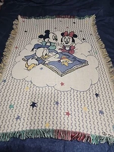 Vintage Disney Baby Babies Mickey Minnie Donald Tapestry Throw 32X44 - Picture 1 of 1