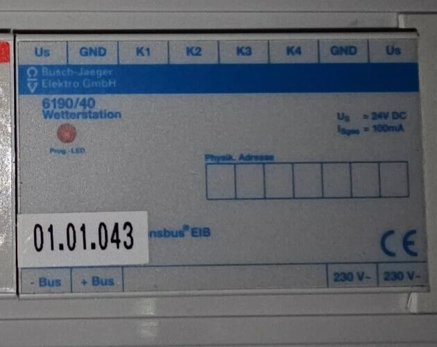 Busch-Jaeger Wetterstation 6190/40 Bussystem-Analogaktor Wetterstation  - Bild 1 von 1