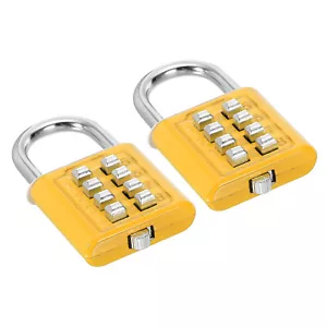 8 Digit Button Combination Padlock 2pack 4 Digit Locking Mechanism Lock Yellow - Picture 1 of 7