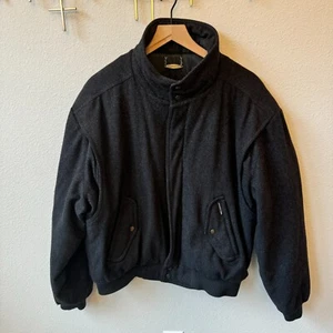 VTG Members Only 100% Wool Bomber Jacket Men's 44 Gray Heavyweight FLAWS READ - Picture 1 of 17