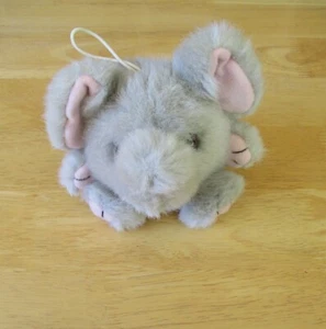 Vintage 1994 Swibco Puffkins Gray Elephant 5" Tall Plush Stuffed Fur Look - Picture 1 of 4