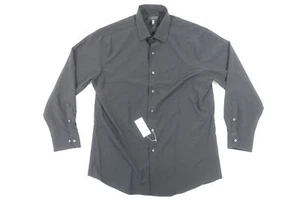ALFANI BLACK 16-16.5 32-33 SLIM FIT STRETCH BUTTON FRONT SHIRT MENS NWT NEW - Picture 1 of 7