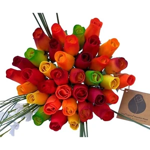 Fall Harvest Thanksgiving Flower Bouquet. The Original Wooden Rose 1, 2, 3 Dozen - Picture 1 of 28