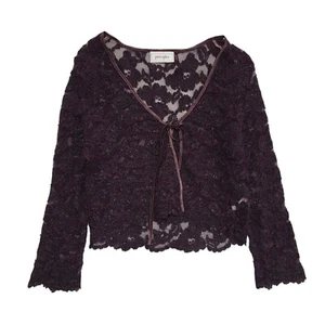 Principles Y2K Purple Floral Lace Tie Front Cardigan Womens UK Size 12 - Picture 1 of 5
