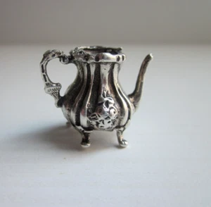 Teiera Miniatura-Brocca in Argento 800-con Microfusione-2,4 cm-Leggi Descrizione - Foto 1 di 12
