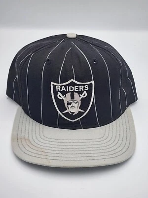 De colección Los Angeles Raiders Snapback Sombrero Sarga Rayas Oakland Script NFL Foto 1 de 4