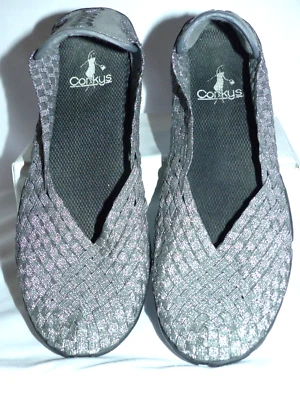 Corky's Ballet Style Women's Flexible Silver Metallic Woven Slip On Flat Size 7 - Image 1 of 4
