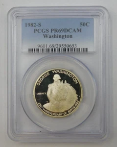 1982-S 50C GEORGE WASHINGTON "SILVER" COMM HALF DOLLAR PCGS PR69 DCAM #29550653 - Picture 1 of 4