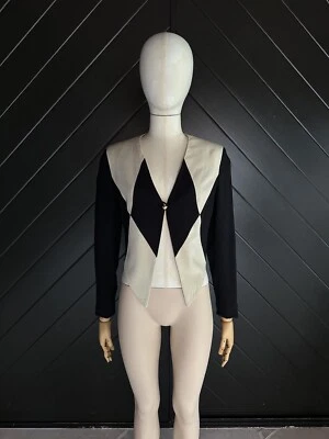 MOSCHINO CHEAP&CHIC Argyle Collarless Bolero w. Gold Button Closure / Size IT42 - Image 1 of 4