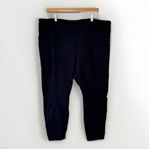LANDS END Mid Rise Knit Leggings Stretch Cotton Black Size 24W 26W 3X - Picture 1 of 6