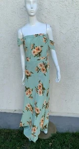 Flynn Skye Multicolor Bella Dress Women's Maxi Rayon Slit Off Shoulder Size L  - Picture 1 of 8