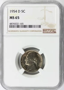 1954-D 5c Jefferson Nickel NGC MS65 - Picture 1 of 4