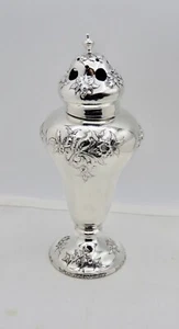 ANTIQUE S. KIRK & SON  HAND CHASED FLORAL STERLING  SUGAR SHAKER / MUFFINEER - Picture 1 of 4
