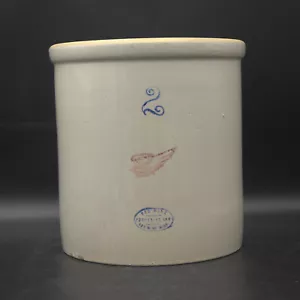 Vintage Red Wing 2 Gallon Small 2" Wing Stoneware Crock - Picture 1 of 16