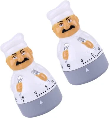 Timer da cucina cuoco meccanico orologio countdown 60 minuti contaminuti 2 PZ - Immagine 1 di 4
